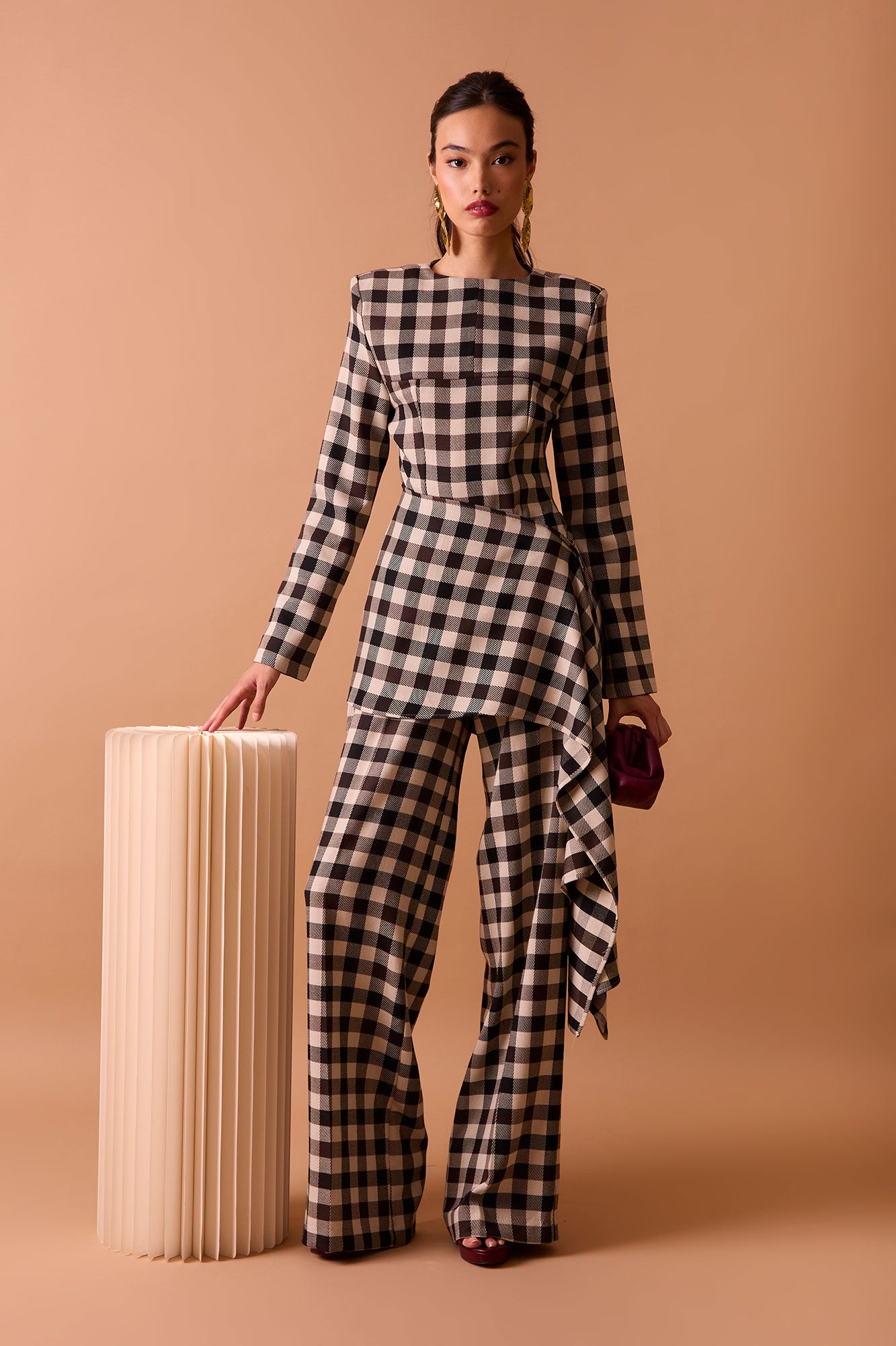 VERENA BLACK/ECRAY TROUSERS