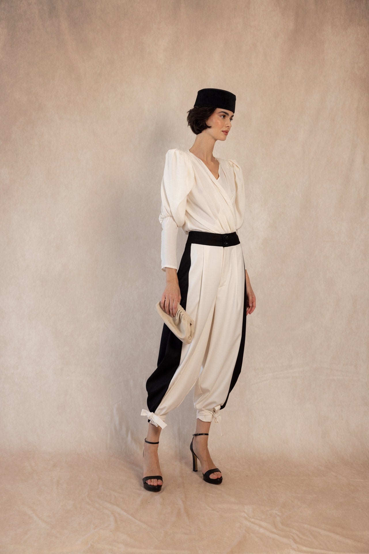 PANTALON BLANC/NOIR ALVARITO