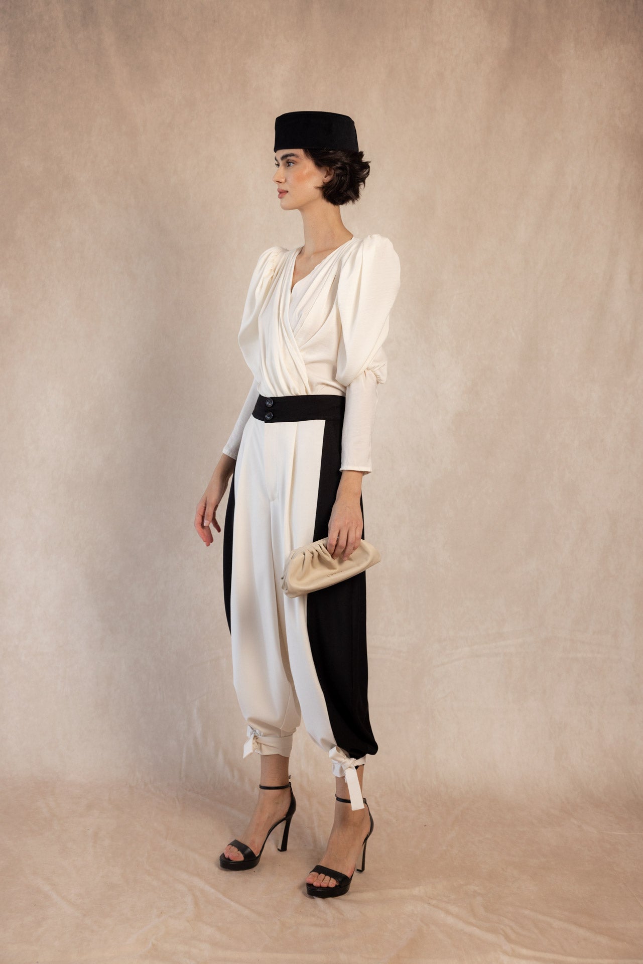 PANTALON BLANC/NOIR ALVARITO