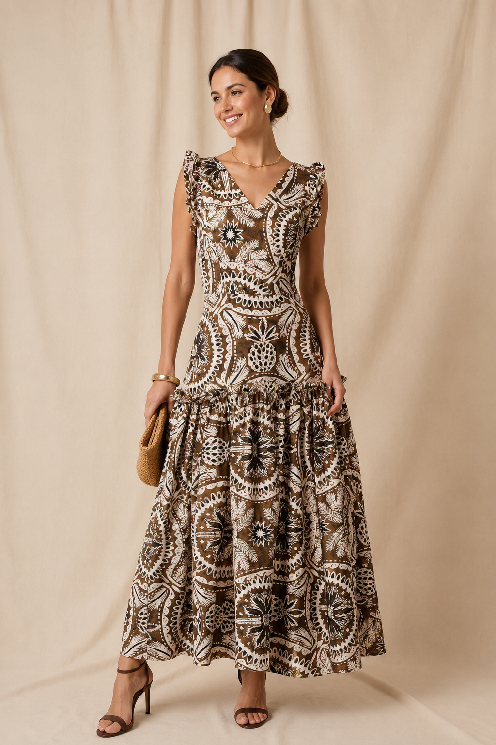 VESTIDO IDELIA MARRON