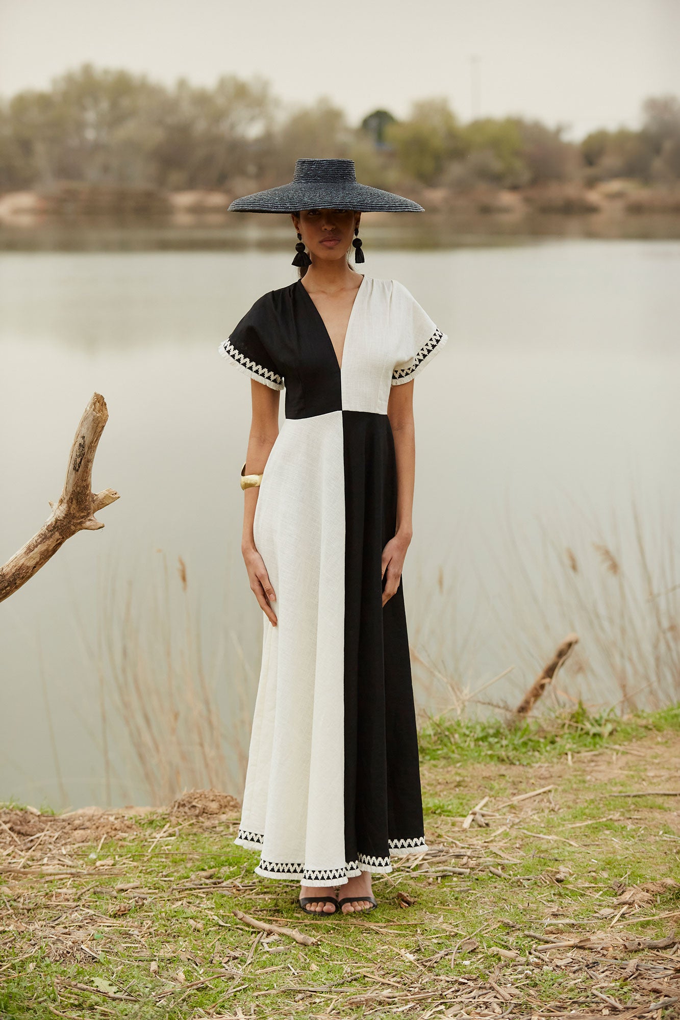 VESTIDO CARMELA BLANCO/NEGRO