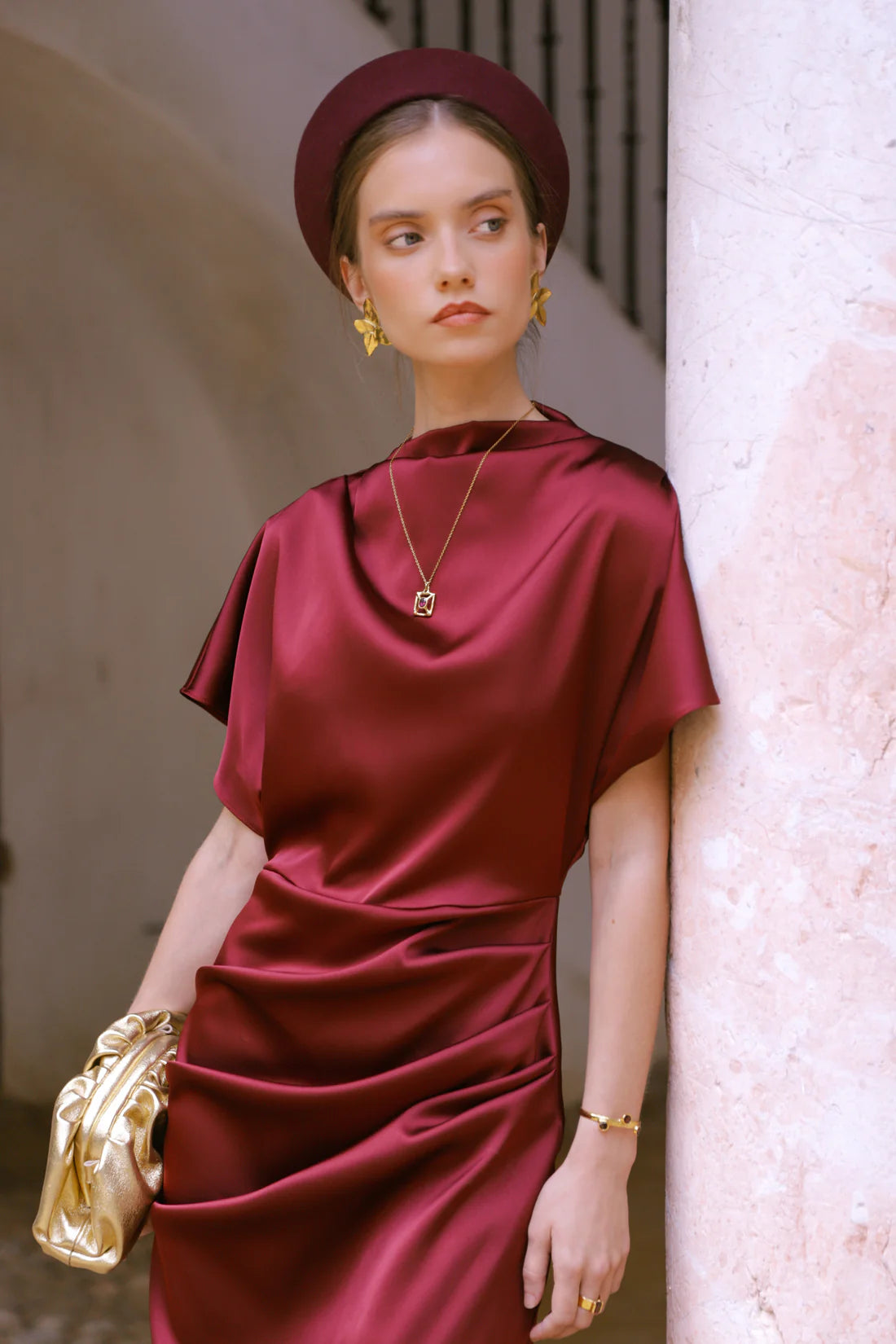 ALBA BURGUNDY DRESS