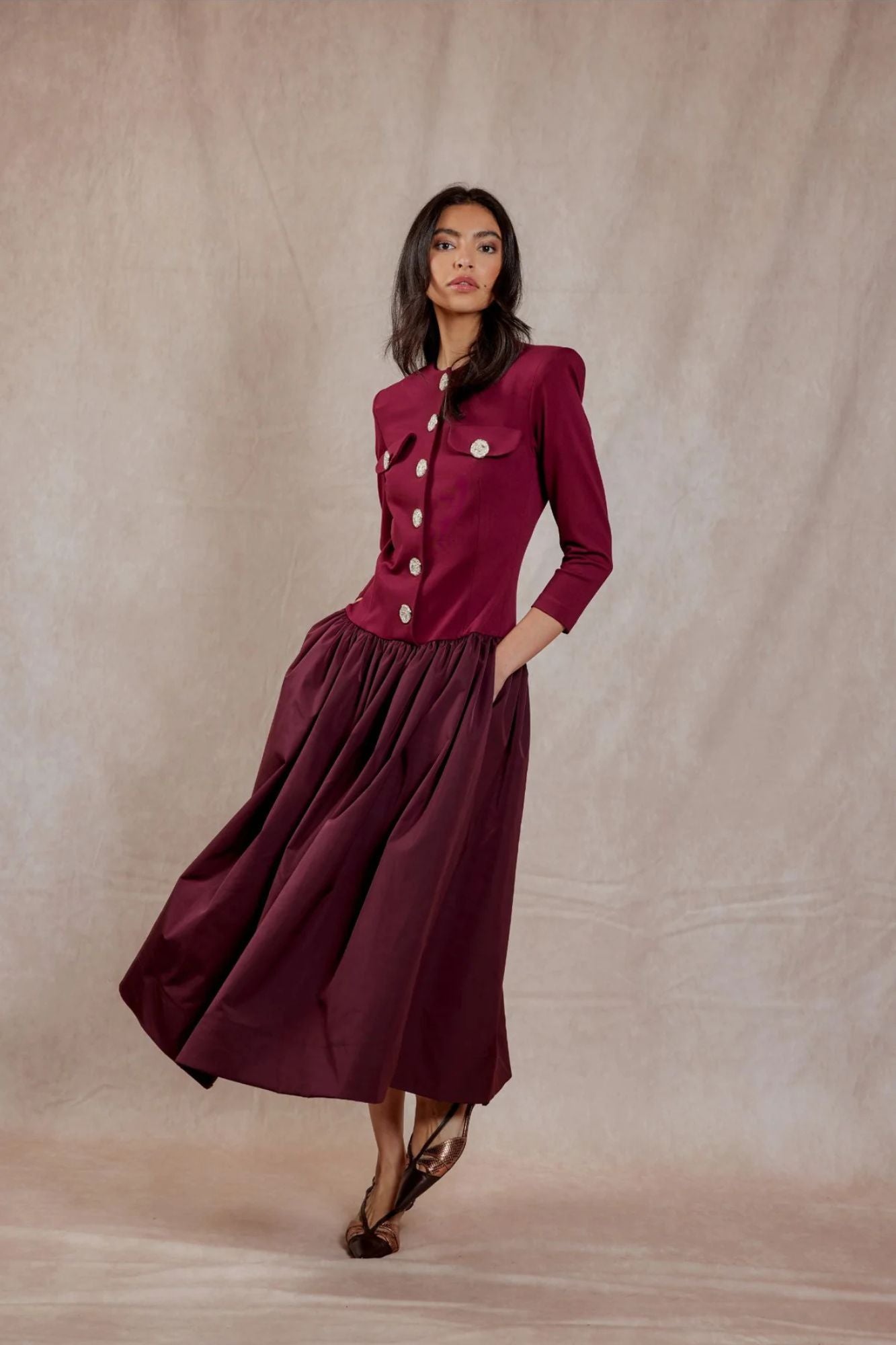 MATEO BURGUNDY DRESS