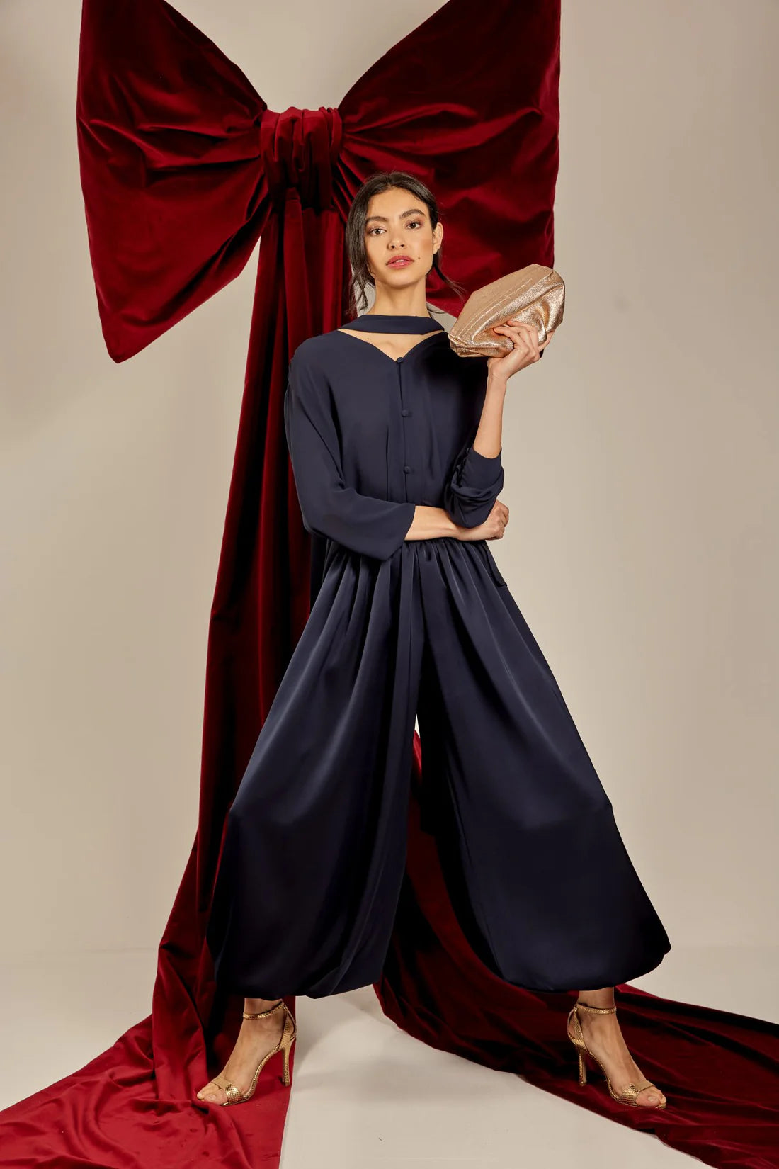 PANTALON BLEU MARINE ELVA