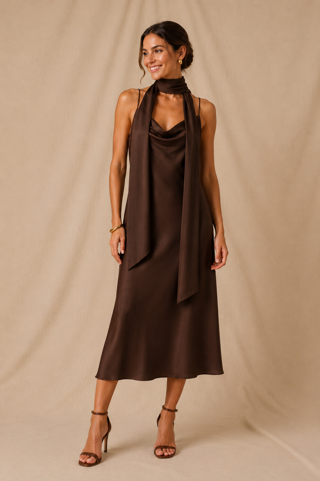 VESTIDO KARLA MARRON