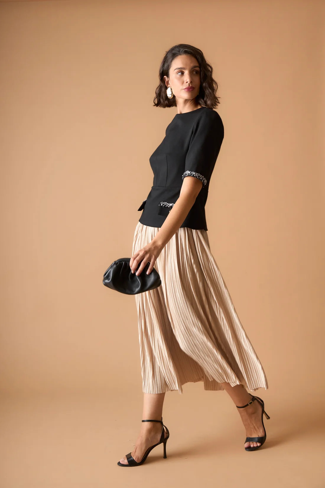 VESTIDO HADARA NEGRO/BEIGE