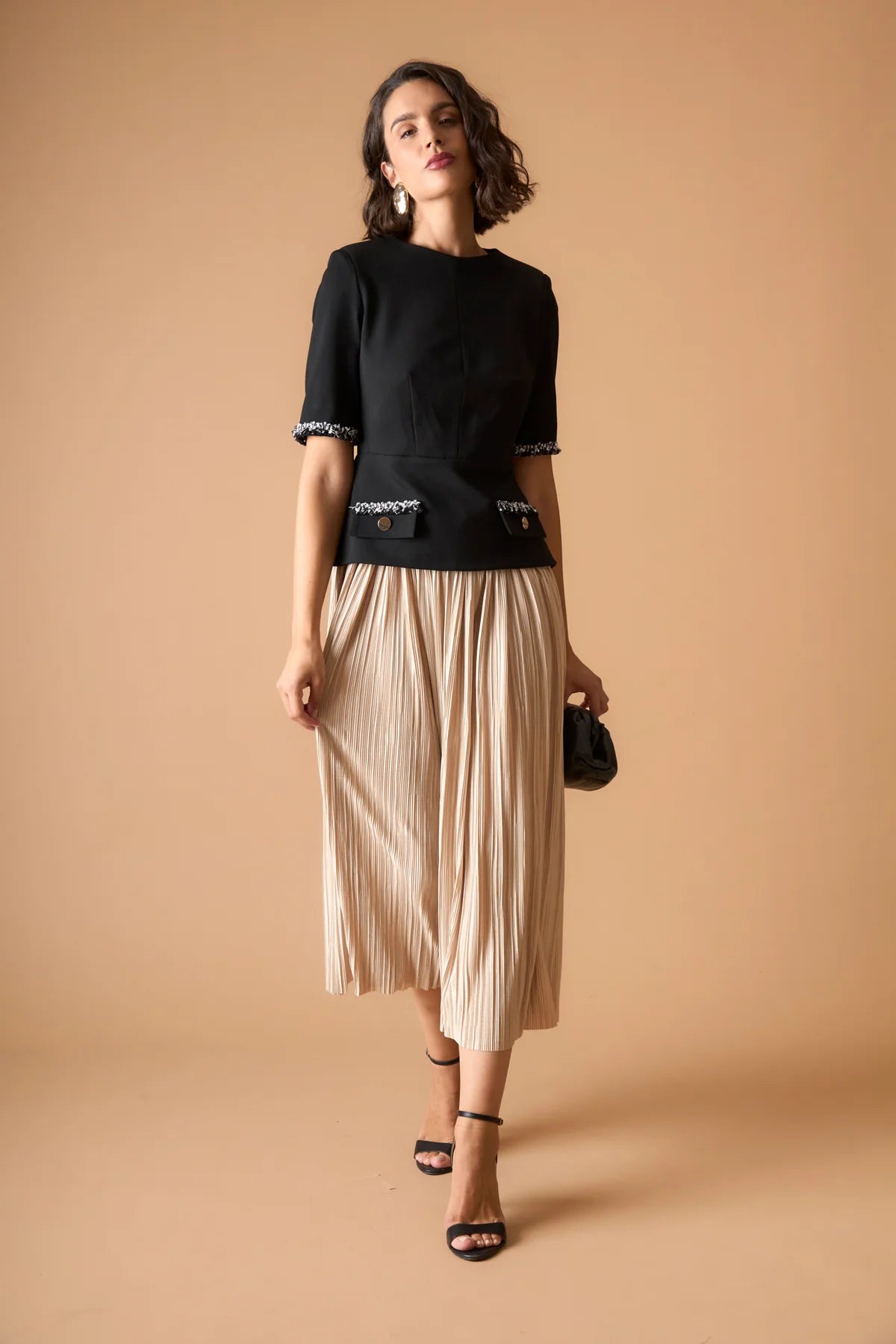 VESTIDO HADARA NEGRO/BEIGE