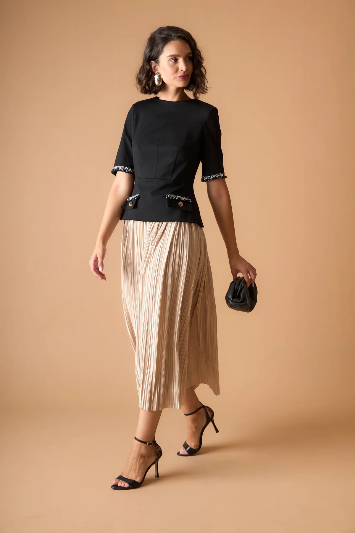 VESTIDO HADARA NEGRO/BEIGE
