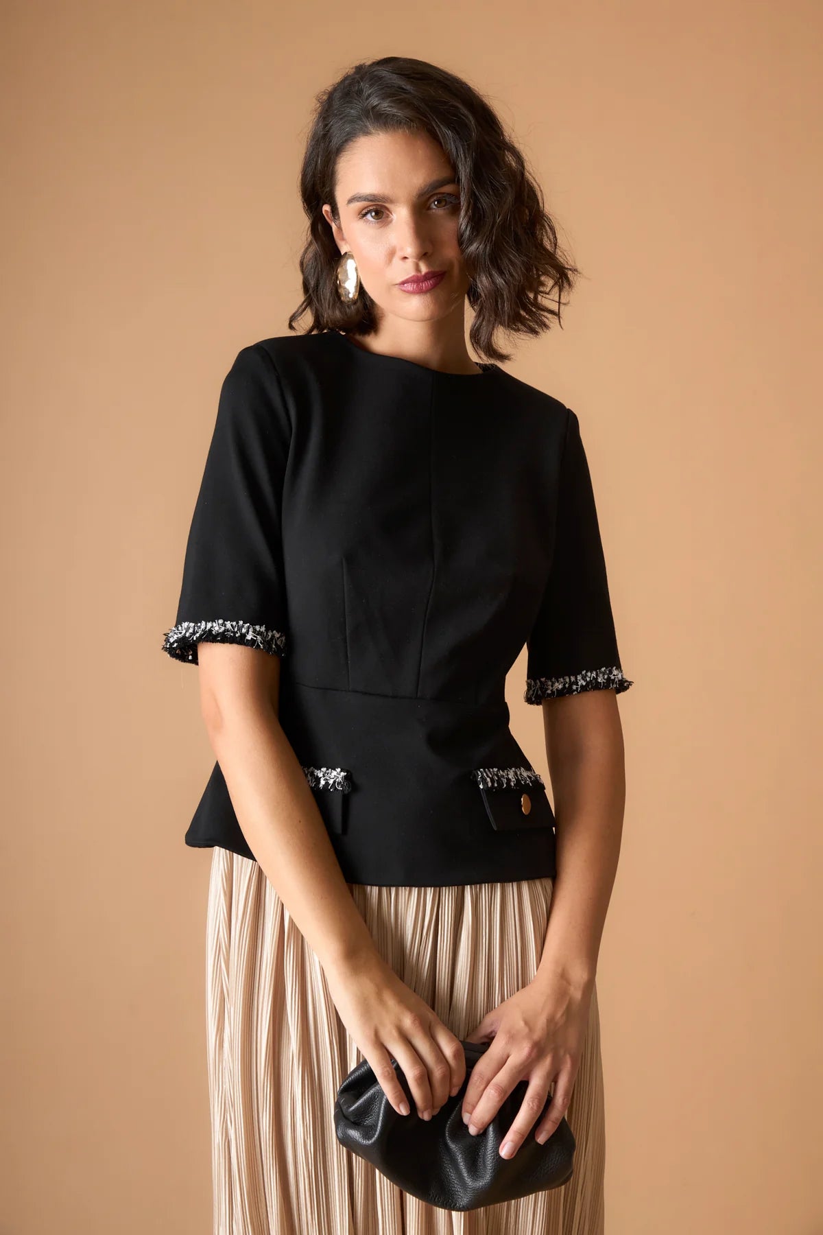 VESTIDO HADARA NEGRO/BEIGE