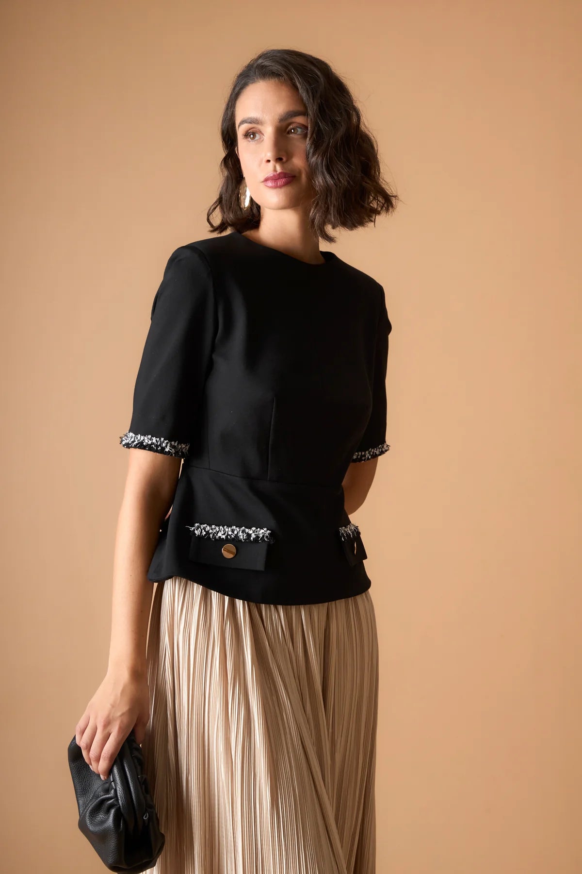 VESTIDO HADARA NEGRO/BEIGE