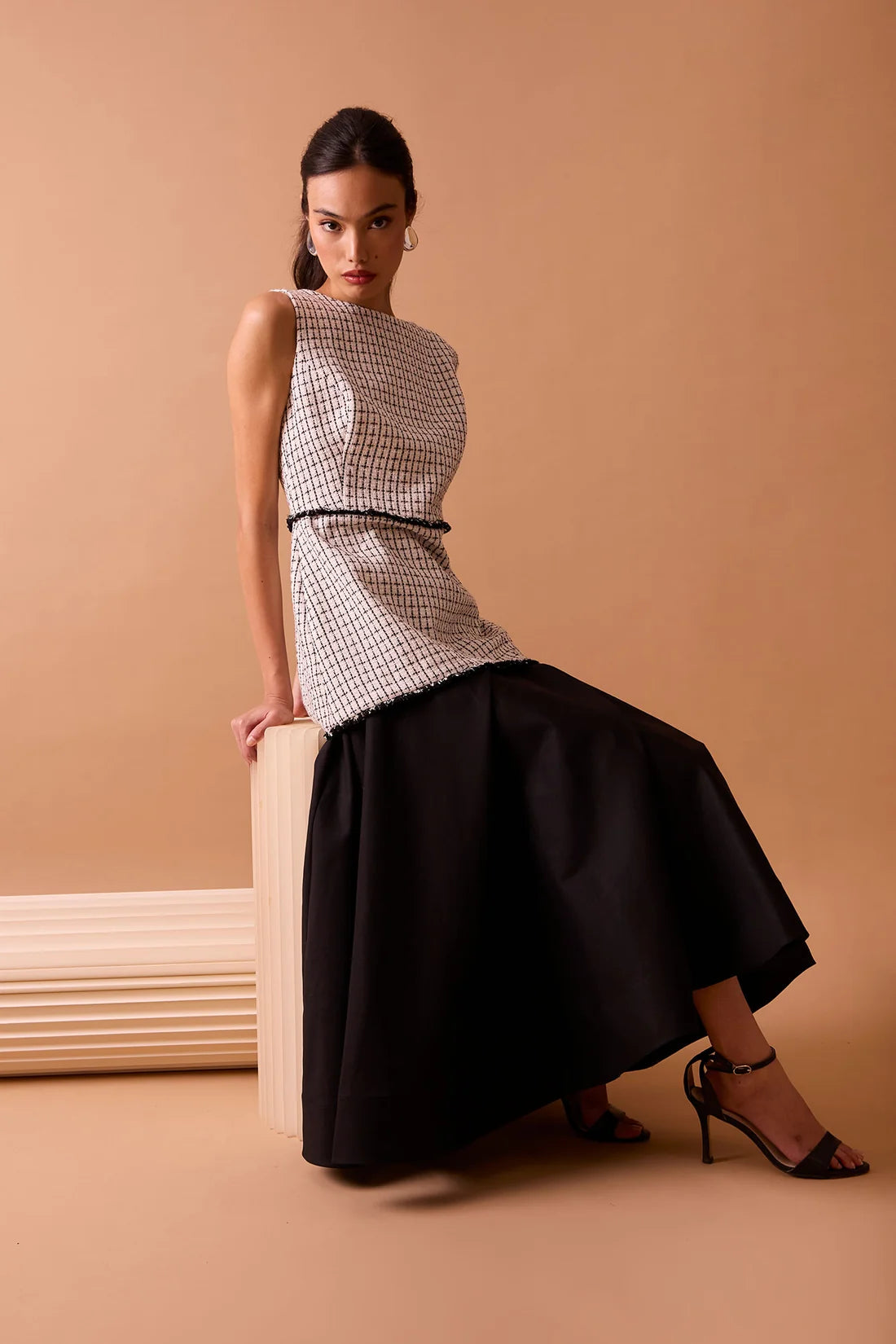 VESTIDO NENÚFAR BLANCO/NEGRO