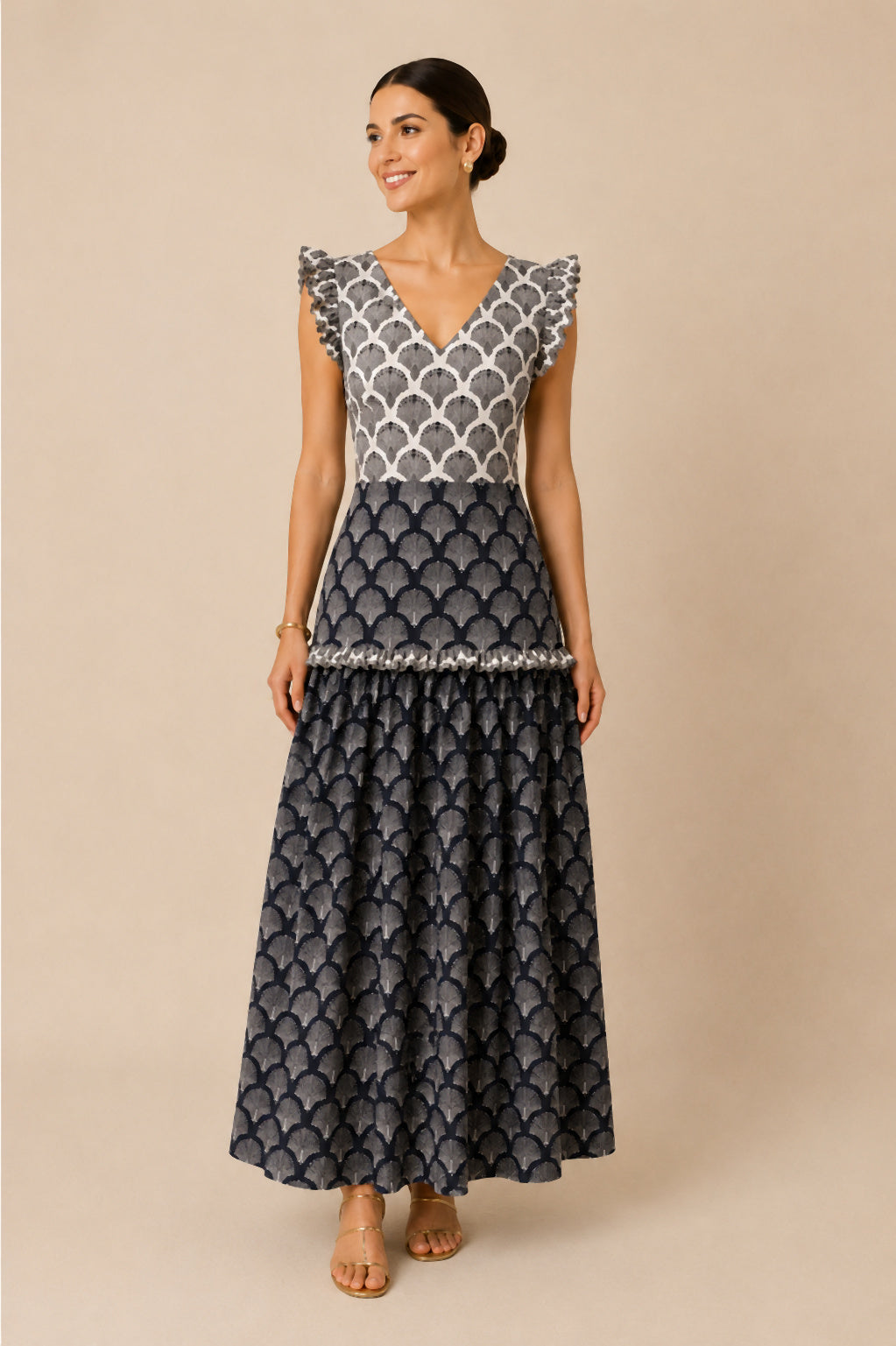 IDELIA DRESS WHITE/BLACK