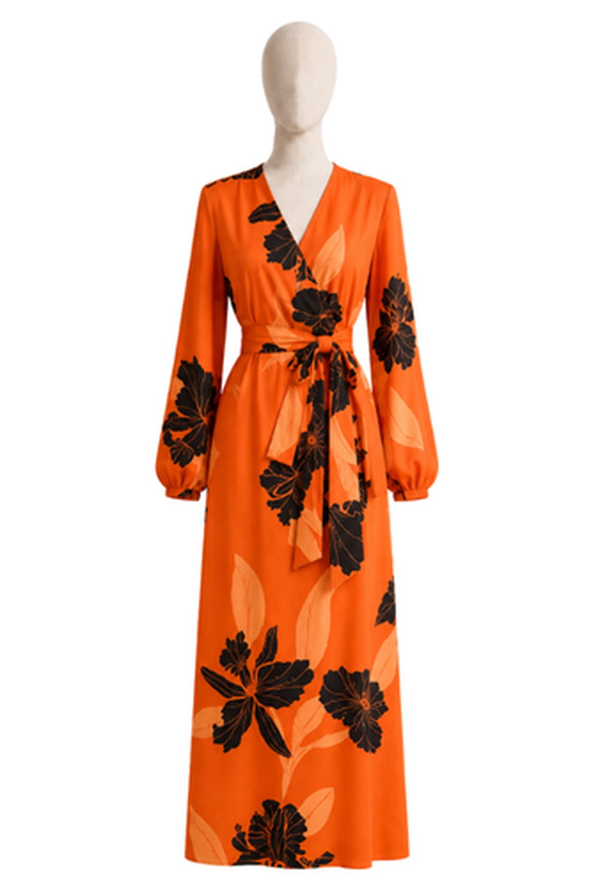 VESTIDO KIMONO BORGOÑA NARANJA